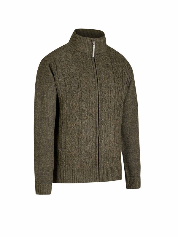 BJØRNSON Gus Kabel-gebreid Vest Fleece Gevoerd Heren - S-6XL - Olijfgroen