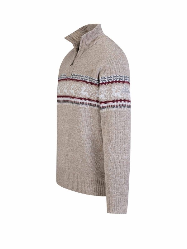 BJØRNSON Holger Scandinavische Gebreide Pullover Trui Teddy Voering Heren - Beige
