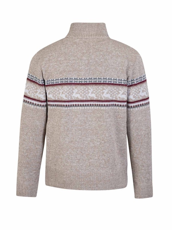 BJØRNSON Holger Scandinavische Gebreide Pullover Trui Teddy Voering Heren - Beige