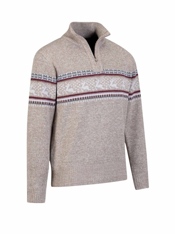 BJØRNSON Holger Scandinavische Gebreide Pullover Trui Teddy Voering Heren - Beige