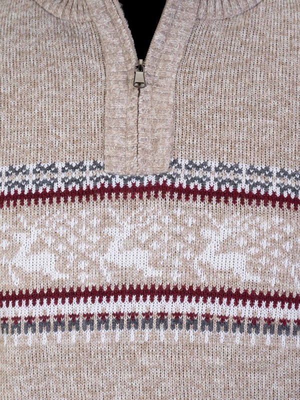 BJØRNSON Holger Scandinavische Gebreide Pullover Trui Teddy Voering Heren - Beige