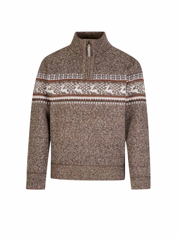 BJØRNSON Holger Scandinavische Gebreide Pullover Trui Teddy Voering Heren - Bruin