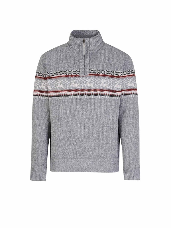 BJØRNSON Holger Scandinavische Gebreide Pullover Trui Teddy Voering Heren - Grijs