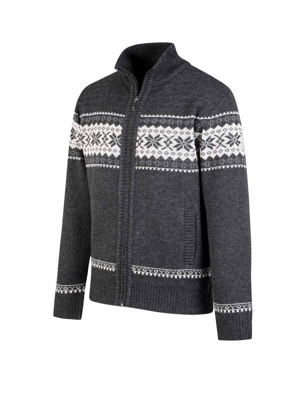 BJØRNSON Scandinavisch Gebreid Wintervest teddy voering Heren Antraciet - Hoyt