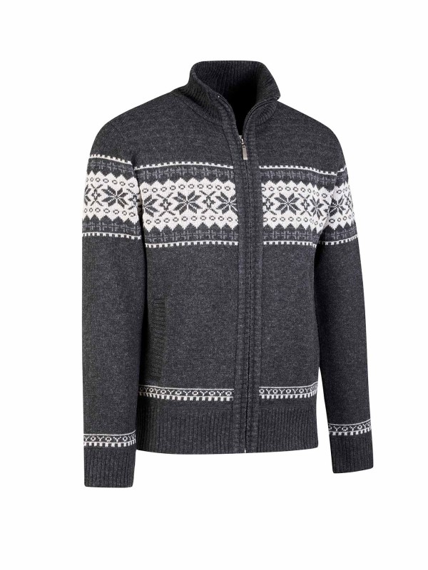 BJØRNSON Scandinavisch Gebreid Wintervest teddy voering Heren Antraciet - Hoyt