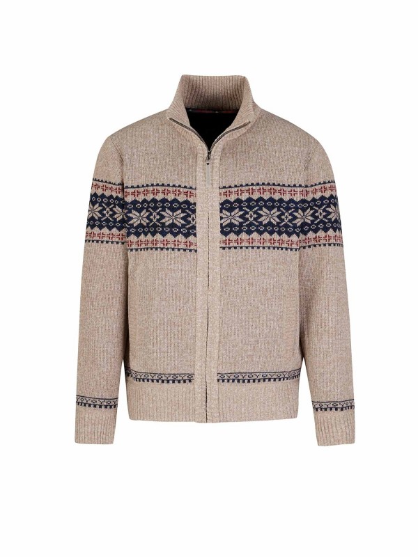 BJØRNSON Scandinavisch Gebreid Wintervest teddy voering Heren Beige - Hoyt