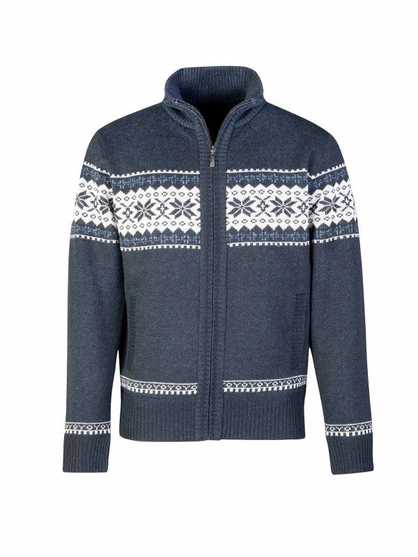 BJØRNSON Scandinavisch Gebreid Wintervest teddy voering Heren Donkerblauw - Hoyt