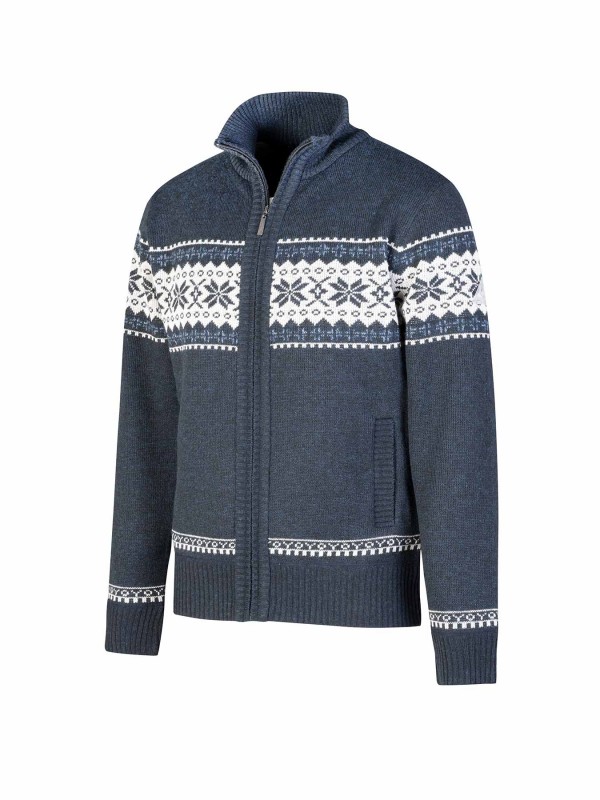 BJØRNSON Scandinavisch Gebreid Wintervest teddy voering Heren Donkerblauw - Hoyt
