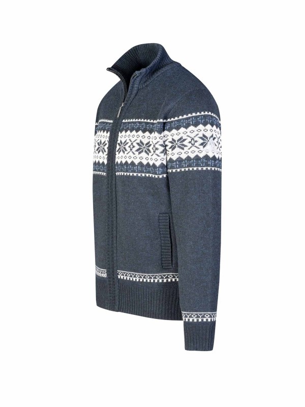BJØRNSON Scandinavisch Gebreid Wintervest teddy voering Heren Donkerblauw - Hoyt