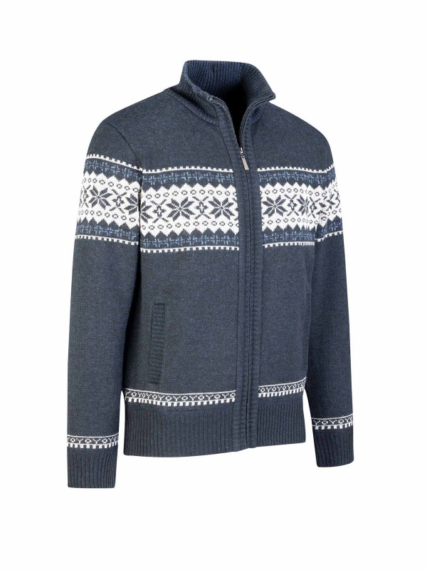 BJØRNSON Scandinavisch Gebreid Wintervest teddy voering Heren Donkerblauw - Hoyt