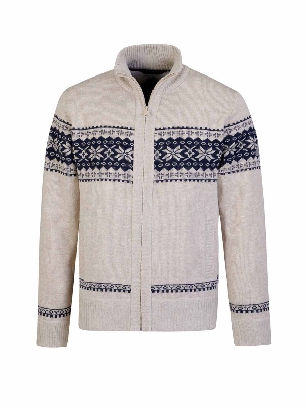 BJØRNSON Scandinavisch Gebreid Wintervest teddy voering Heren Off-White - Hoyt
