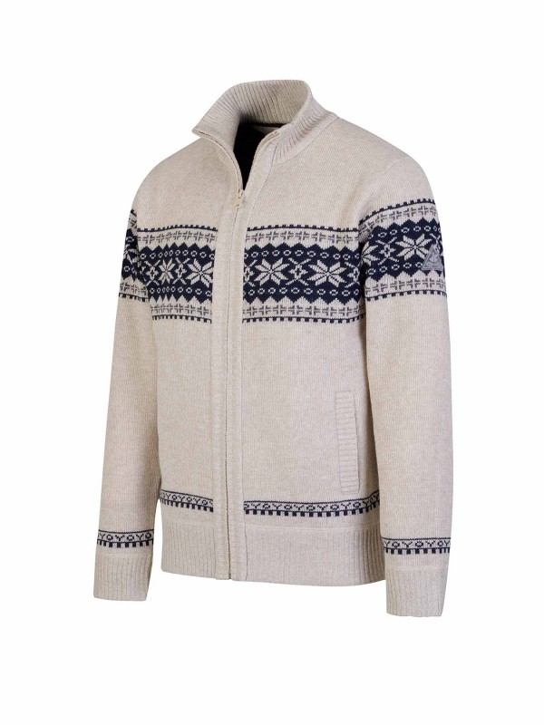 BJØRNSON Scandinavisch Gebreid Wintervest teddy voering Heren Off-White - Hoyt