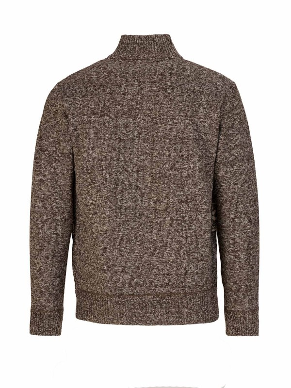 BJØRNSON Kasper Kabel-Gebreide Pullover Teddy Voering Heren Bruin Melange 