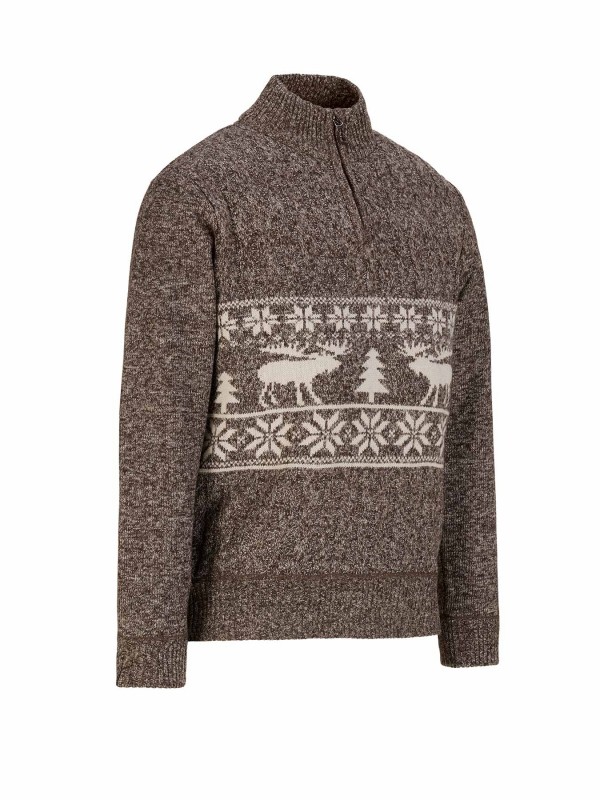 BJØRNSON Kasper Kabel-Gebreide Pullover Teddy Voering Heren Bruin Melange 
