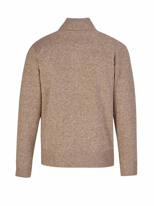 BJØRNSON Kasper Kabel-Gebreide Pullover Teddy Voering Heren Bruin Melange 