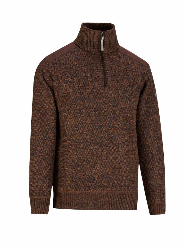 STØRVIK Liam Fijn Gebreide Pullover Teddy Voering Heren - Bruin Melange
