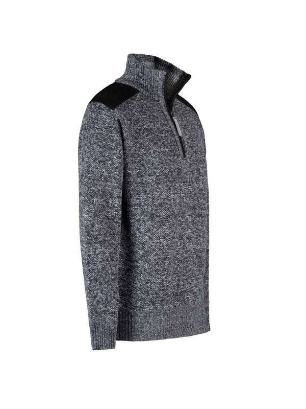 STØRVIK Liam Fijn Gebreide Pullover Teddy Voering Heren - Grijs Melange
