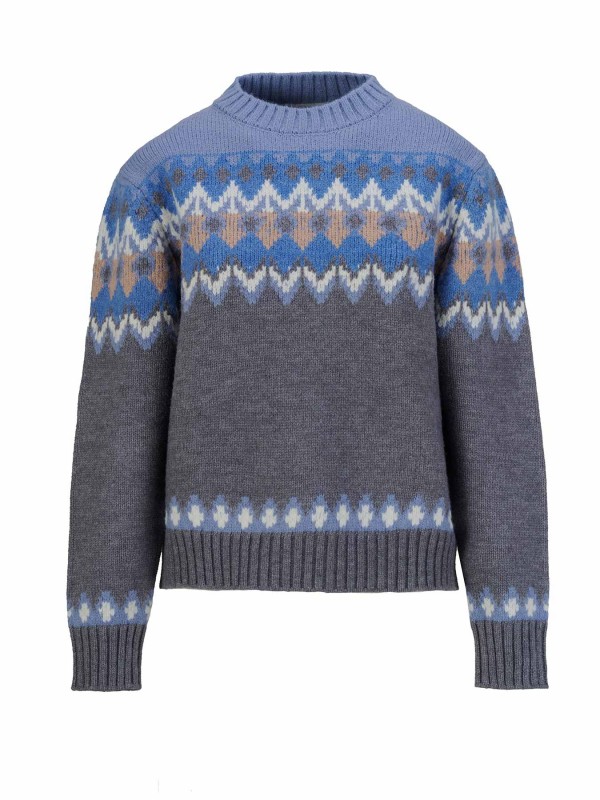 BJØRNSON Lina Vlakbrei Trui Pullover Dames - Grijs Blauw - Lila