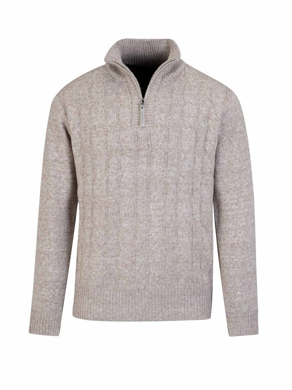 BJØRNSON Lunt Kabel-Gebreide Pullover Teddy Voering Heren - Beige