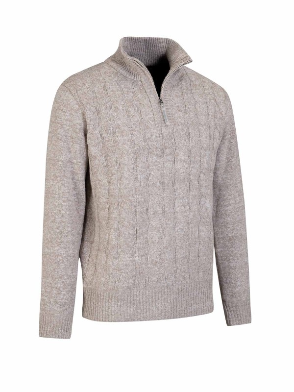BJØRNSON Lunt Kabel-Gebreide Pullover Teddy Voering Heren - Beige