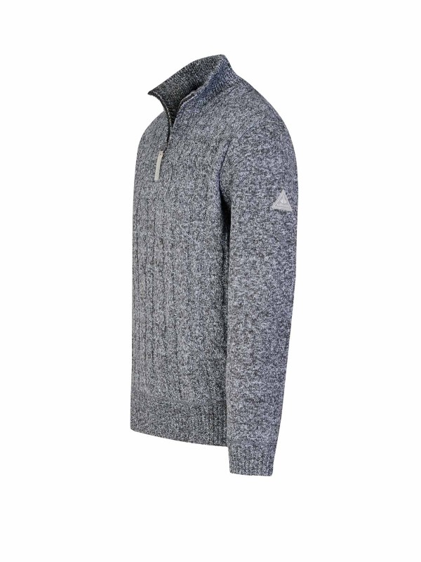 BJØRNSON Lunt Kabel-Gebreide Pullover Teddy Voering Heren - Antraciet Melange