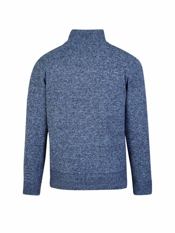 BJØRNSON Lunt Kabel-Gebreide Pullover Teddy Voering Heren - Donkerblauw Melange