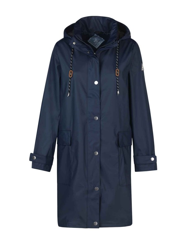 PU Regenjas Winterjas waterdicht dames donkerblauw kopen
