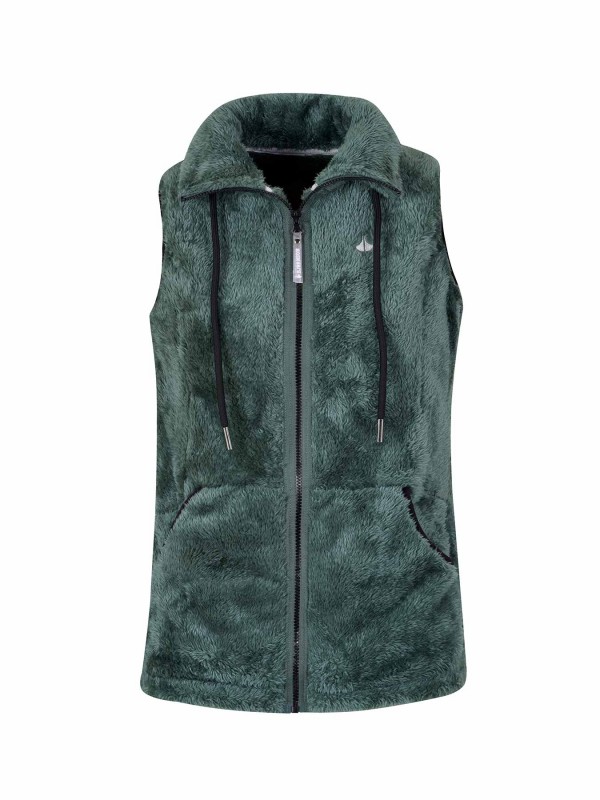BJØRNSON Syrin Coral Fleece Bodywarmer Dames Zacht / 4 seizoenen - Dennengroen