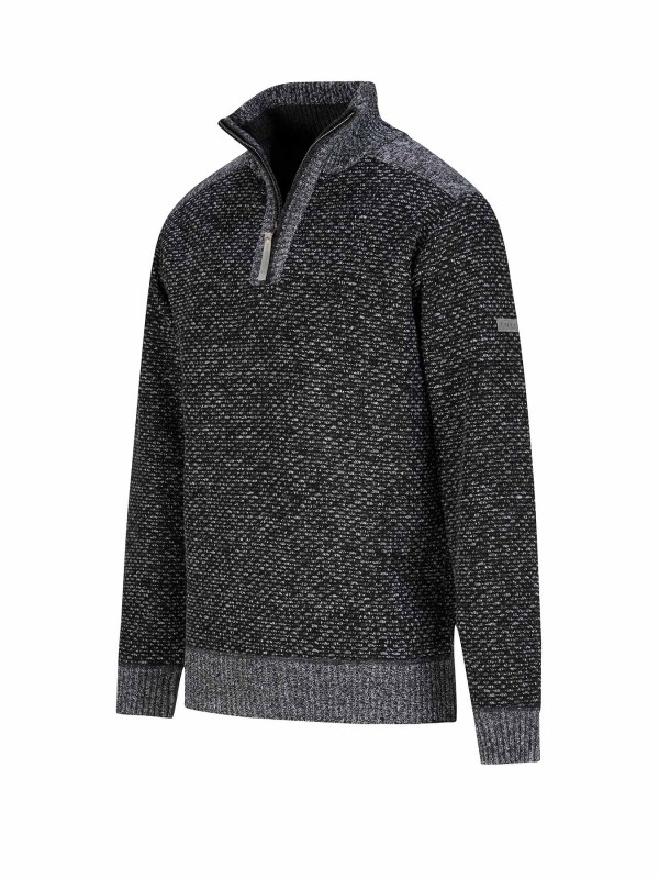 STØRVIK Fijn Gebreid Pullover (fleece-gevoerd) Heren Antraciet Grijs - S-4XL - THYMO