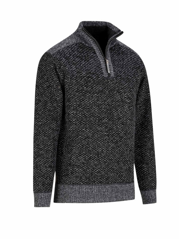 STØRVIK Fijn Gebreid Pullover (fleece-gevoerd) Heren Antraciet Grijs - S-4XL - THYMO