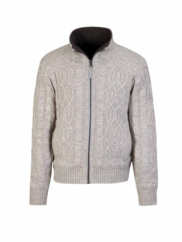 BJØRNSON Kabel Gebreid Wintervest (met teddyvoering) Heren Beige - VIGGO