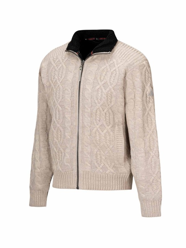 BJØRNSON Kabel Gebreid Wintervest (met teddyvoering) Heren Beige - S-6XL - VIGGO