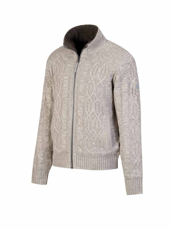 BJØRNSON Kabel Gebreid Wintervest (met teddyvoering) Heren Beige - VIGGO