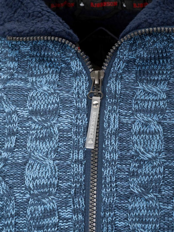 BJØRNSON Kabel Gebreid Wintervest (met teddyvoering) Heren Blauw - S-6XL - VIGGO