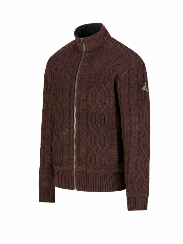 BJØRNSON Kabel Gebreid Wintervest (met teddyvoering) Heren Bruin - VIGGO