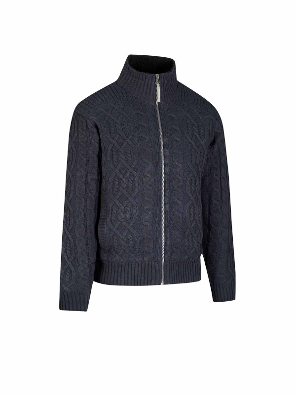 Kabel Gebreid Wintervest (met teddyvoering) Heren Donkerblauw - S-6XL - VIGGO